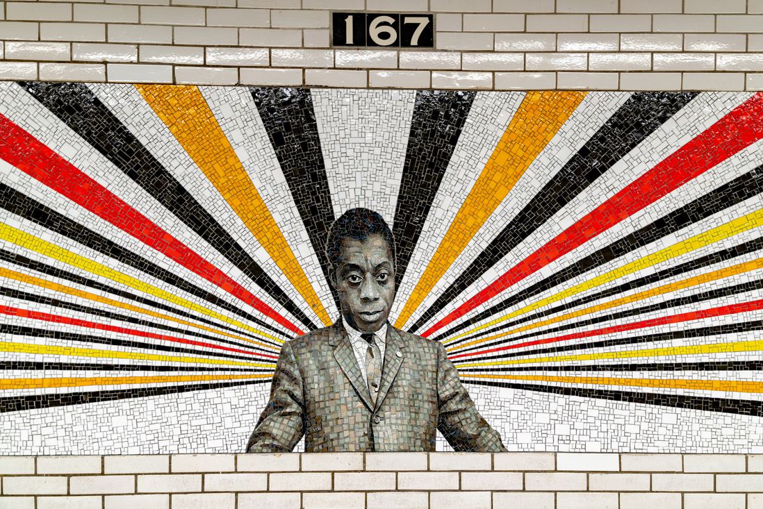 James Baldwin portrait derived from a photograph by Steve Schapiro<br>